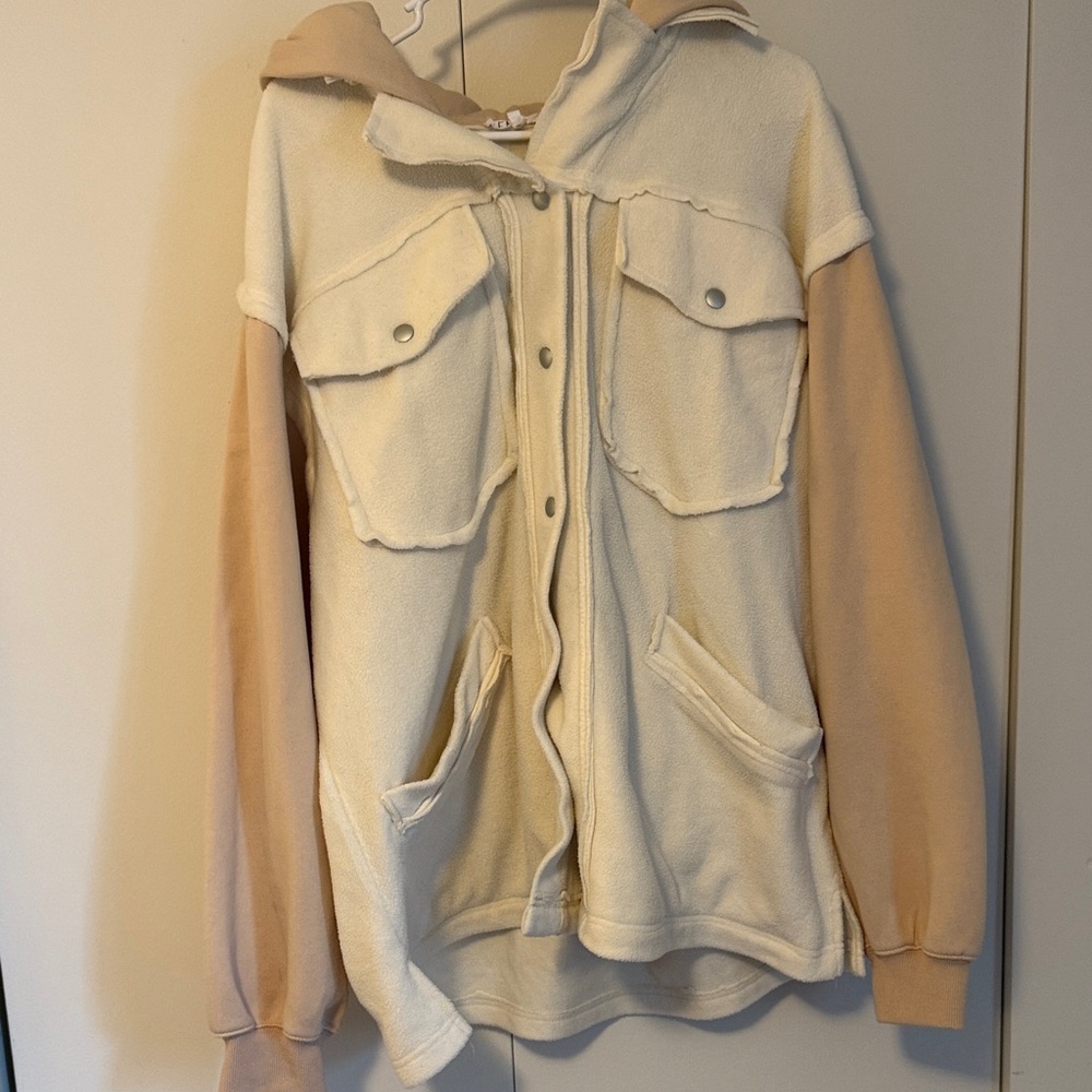 Cream and Tan Hooded Jacket
